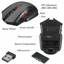 Load image into Gallery viewer, 1pcs 2.4G Wireless Mouse Optical 6 Buttons Mouse Gamer USB Receiver 1600DPI Wireless Mouse Gaming Mouse For Laptop Computer