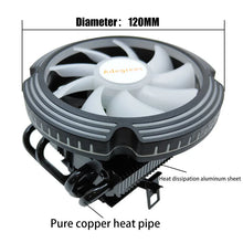 Load image into Gallery viewer, 4 Heat Pipes ARGB CPU Cooler 120MM Low Profile 4PIN PWM PC Radiator for Intel LGA 1700 2011 1150 1151 X99 AM3 AM4 Ventilador
