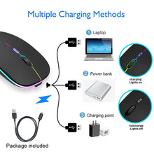Load image into Gallery viewer, 2.4GHz Wireless Mouse Bluetooth Mouse Mice Rechargeable Mouse Silent Mouse LED Backlit USB Gaming Mouse 1600DPI for PC Laptop